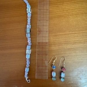 Artist crafted bead bracelet & earrings